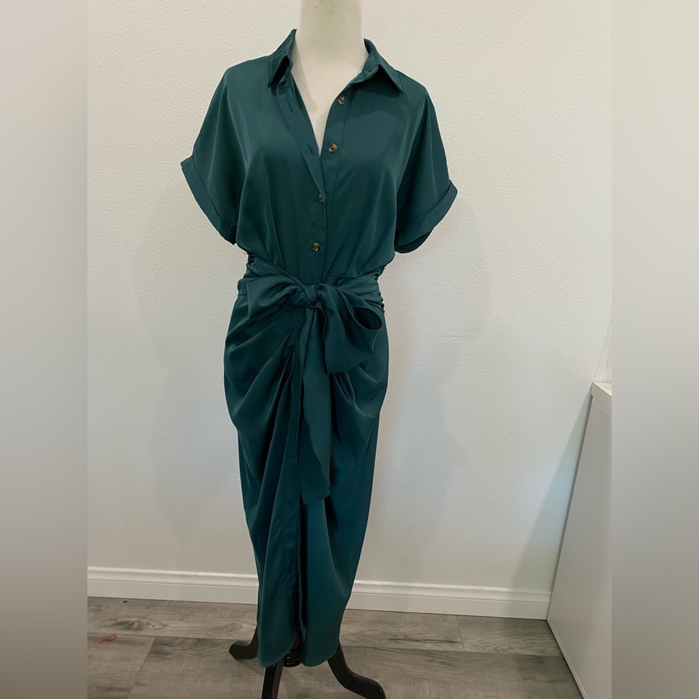 Teal Button-Up Dress Size S